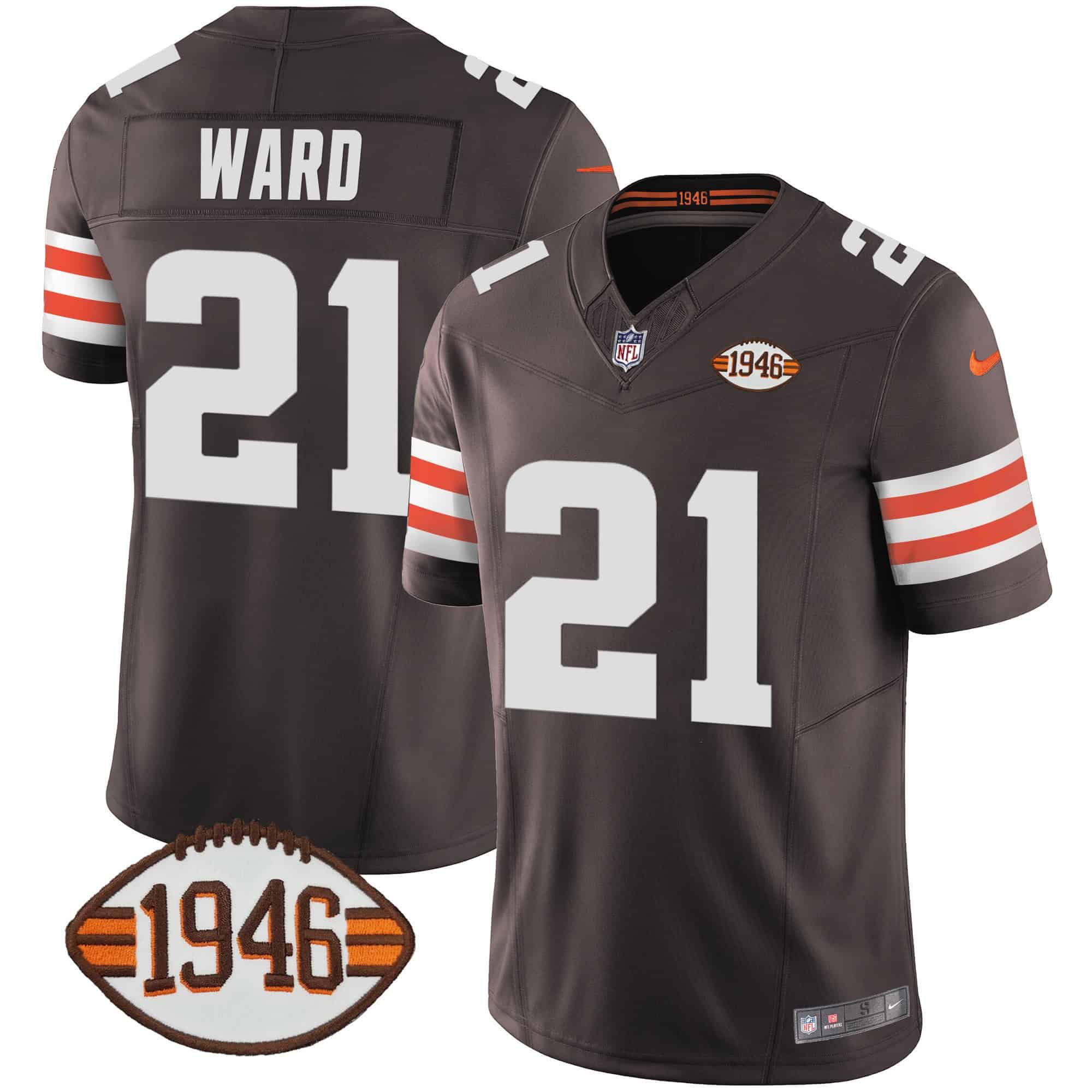 Men Cleveland Browns #21 Ward Brown 1946 75th Anniversary Patch 2024 Nike NFL Jersey style 1->indianapolis colts->NFL Jersey